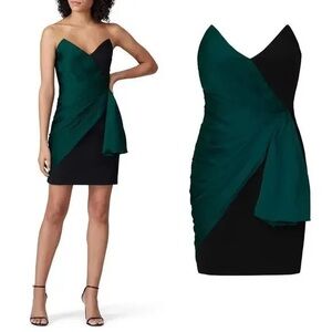Jill Stuart Asymmetrical Green and Black Cocktail Dress